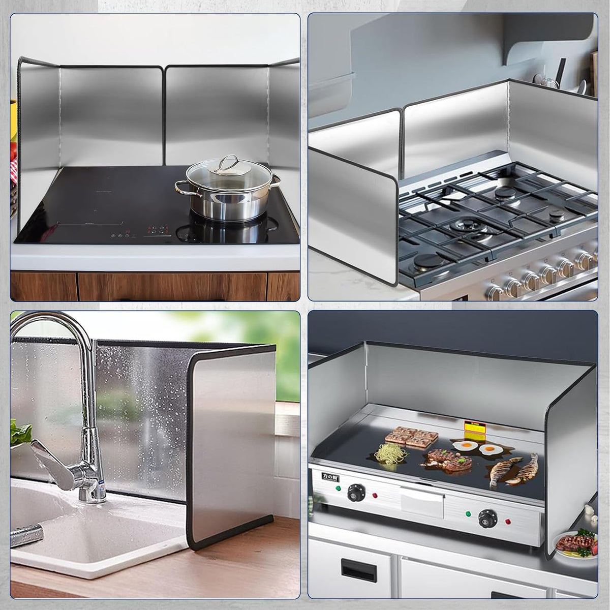 4-Sided Foldable Oil Splatter Guard, Stainless Steel for Frying