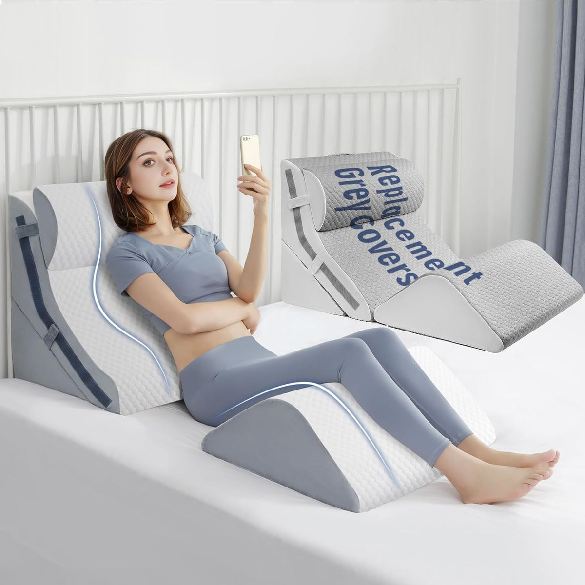Simpledad Wedge Pillow for Sleeping, Orthopedic Bed Wedge Pillow Set