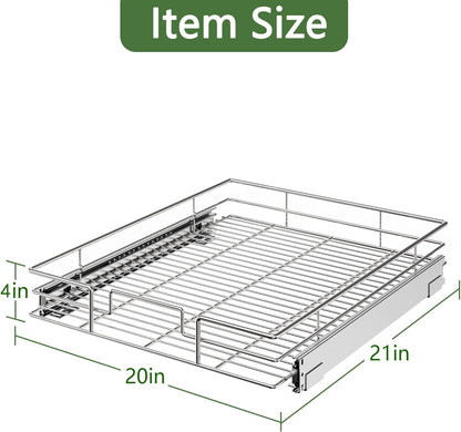LOVMOR 2 Tier Individual Pull Out Cabinet Organizer 11" W x 18" D, Slide Out Kitchen Cabinet Storage Sliding Shelves