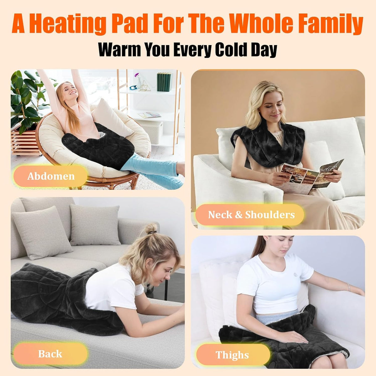 Weighted Far Infrared Heating Pad for Neck Shoulders & Back, 30S Fast Heat