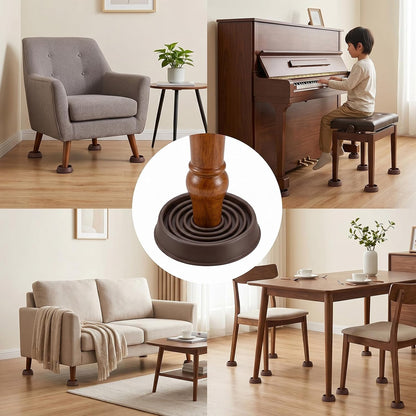 5 PCS 1.5 X 1.5 Inch Round Rubber Caster Cups, Non Slip Furniture Casters Cup Brown Furniture Coasters Furnitures Leg Protectors Anti Slide Floor Protector for Bed Couch Chair Table Stoppers