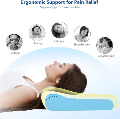 Memory Foam Pillow for Neck Pain Relief, Adjustable Orthopedic Ergonomic Cervical Pillow for Sleeping with Washable Cover, Bed Pillows for Side, Back, Stomach Sleepers