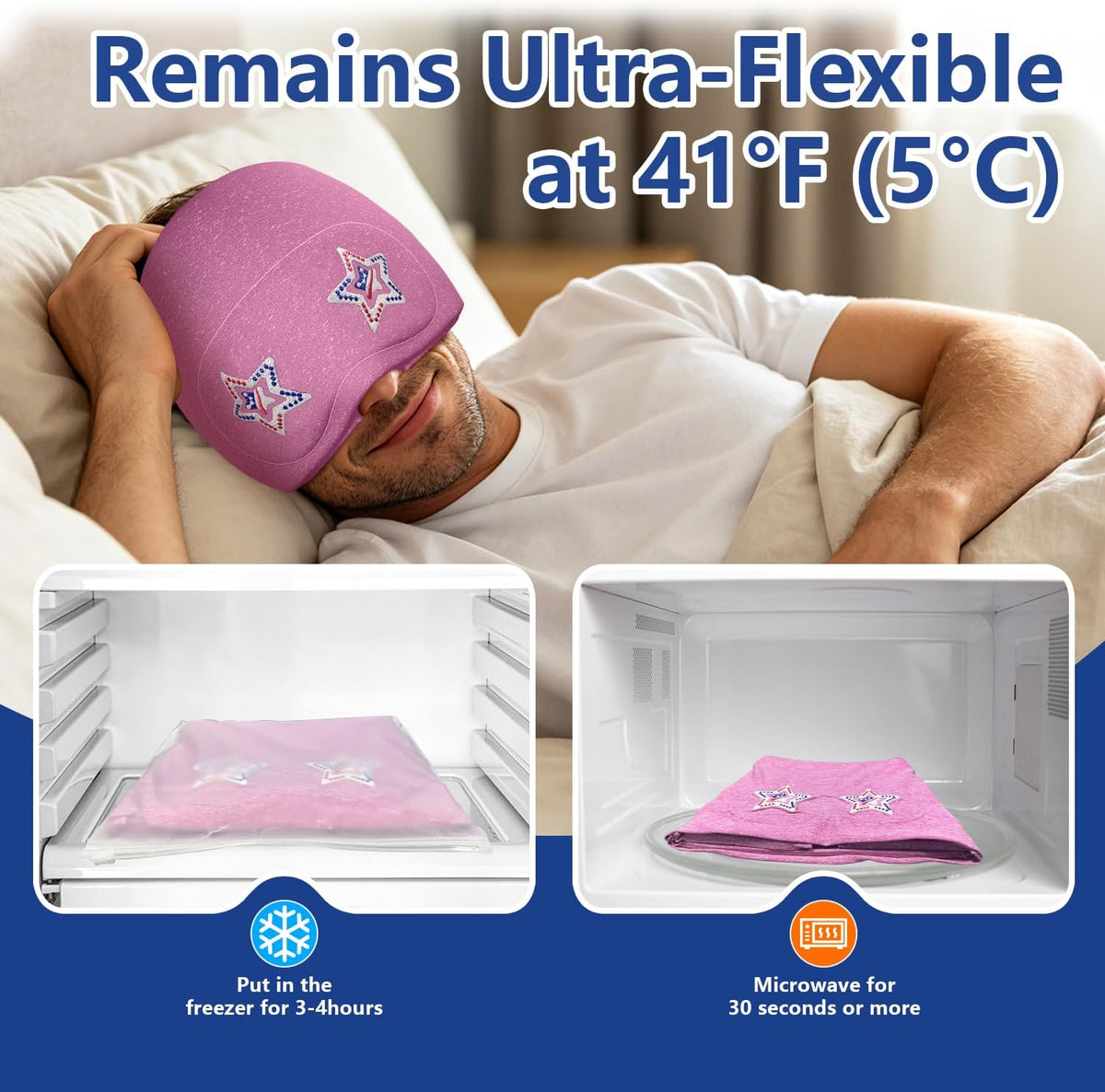 Migraine Relief Cap with Slide-Up Eye Mask, Headache Relief Ice Hat