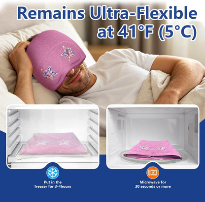 Migraine Relief Cap with Slide-Up Eye Mask, Headache Relief Ice Hat