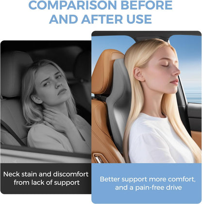 BEBAS Car Headrest Pillow, Ergonomic Neck Pillow with Memory Foam, Black