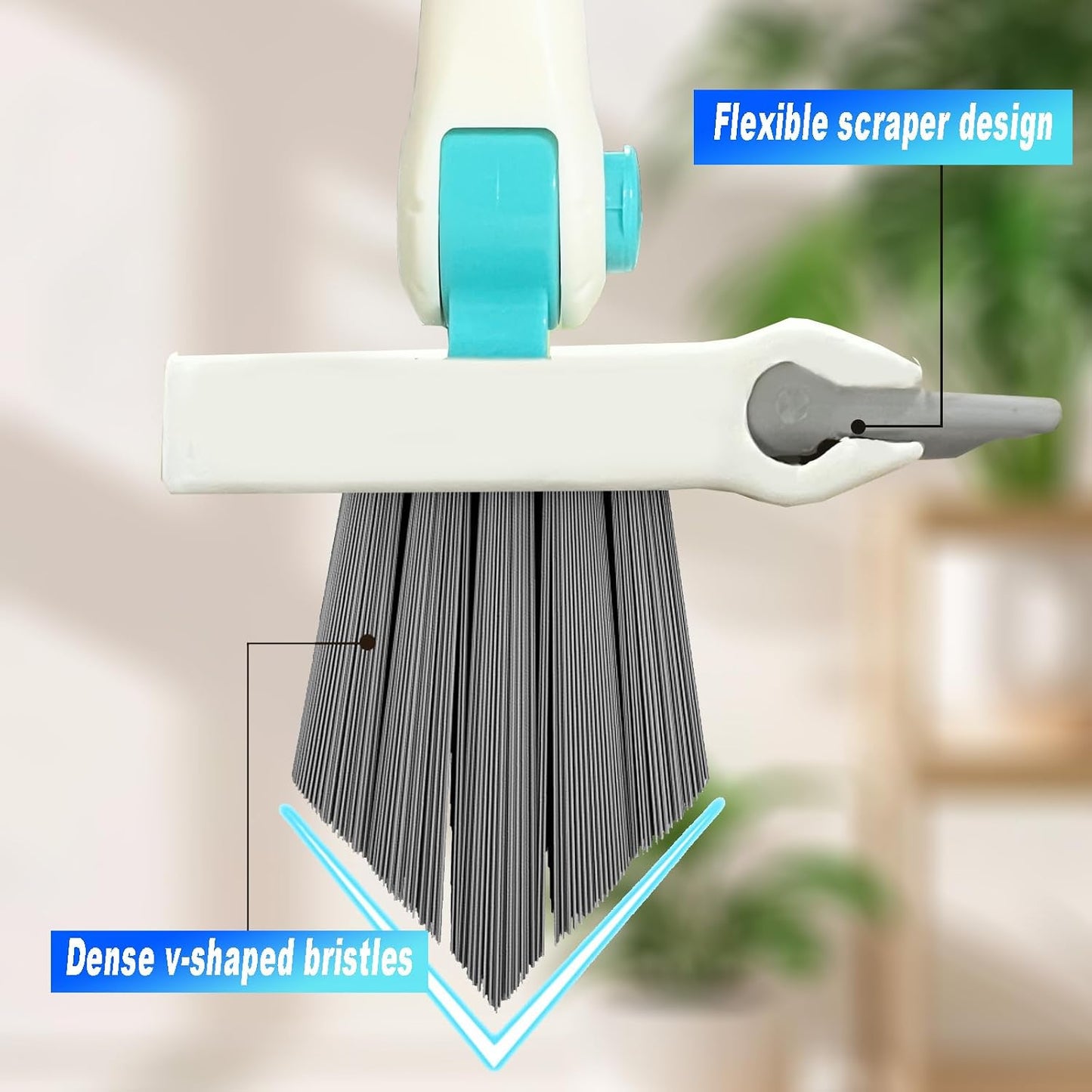 Grout Brush with Long Handle V Shape Floor Scrub Brush Stiff Bristle Grout Scrubber for Cleaning Bathroom Garage Kitchen Wall Tub Tile (1, White)