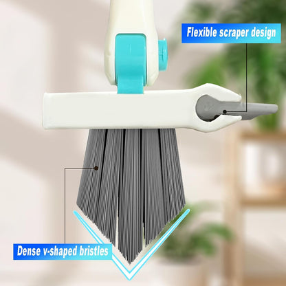 Grout Brush with Long Handle V Shape Floor Scrub Brush Stiff Bristle Grout Scrubber for Cleaning Bathroom Garage Kitchen Wall Tub Tile (1, White)