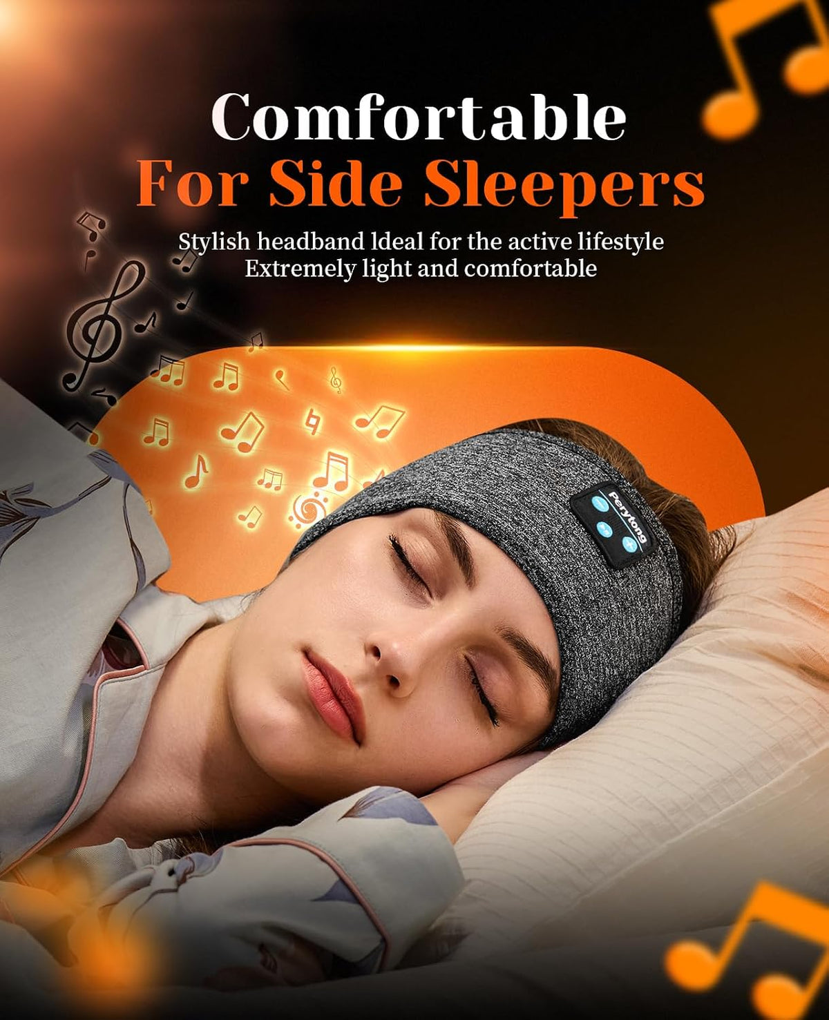 Perytong 2 Pack Sleep Headphones, Sleeping Headphones | Bluetooth Headband with Ultra-Thin HD Stereo Speaker, Wireless Headphone for Sports, Insomnia, Yoga, Air Travel, Meditation