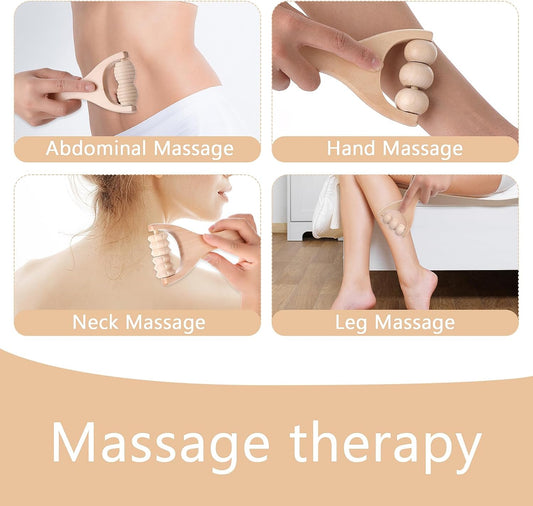 Abeillo 3Pcs Wooden Hand Massage Roller, Muscle Roller Stick, Manual Wood Therapy Massage Tools Massager Roller, for Relaxes Thigh, Leg, Hands Full Body Muscle Men Women