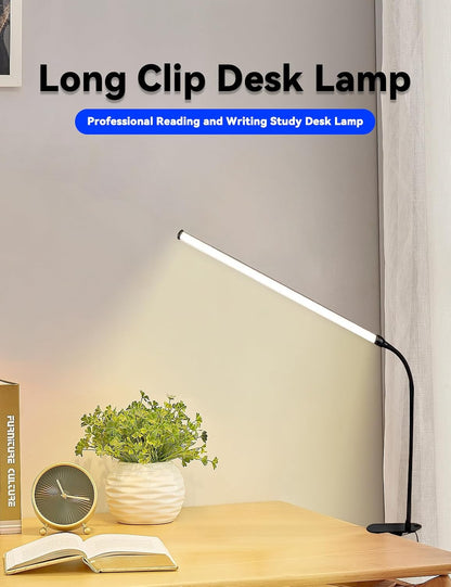 2 Pack LED Desk Lamp with Clamp,Eye-Friendly Clip on Lights for Home Office Study Reading,3 Modes 10 Brightness,Long Flexible Goose-Neck,Swing Arm Architect Task Table Lamps USB Usage
