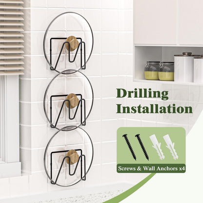 4 Pack Pot Lid Organizer Rack for Cabinet Door, No Drilling