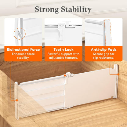Lifewit 8" Tall Drawer Dividers, Adjustable Deep Drawer Organizer Clothes | 4 Pack 13.8"-22.2" Expandable White Plastic Separators for Dresser, Kitchen, Cabinet, Closet, Office Organization & Storage