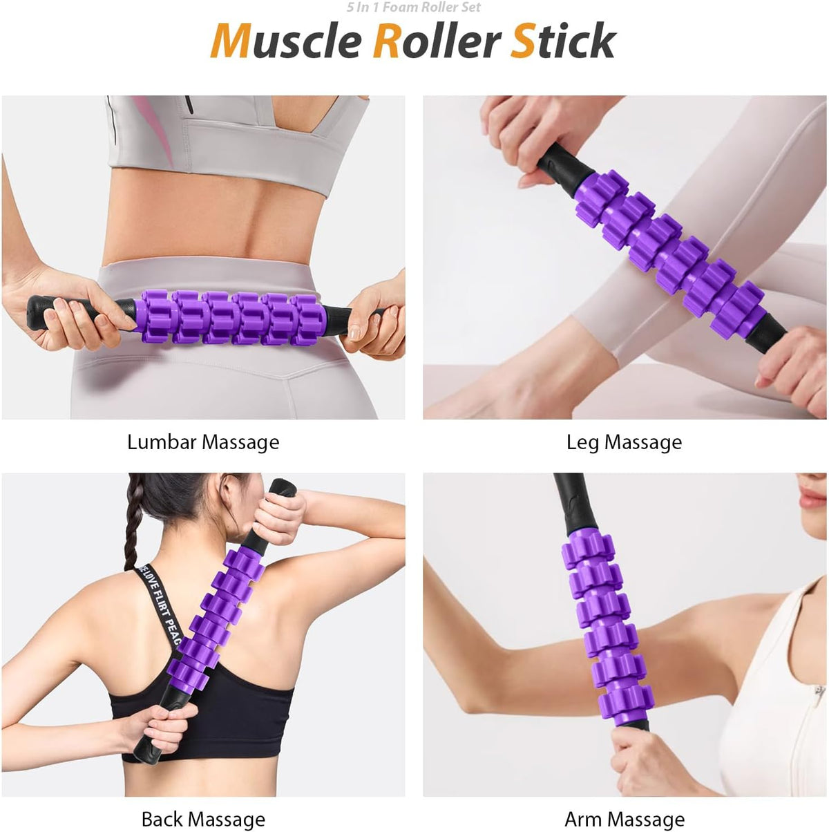 SUBCULTUREPICK 5 in1 Foam Roller Set, Trigger Point Foam Roller Deep Tissue
