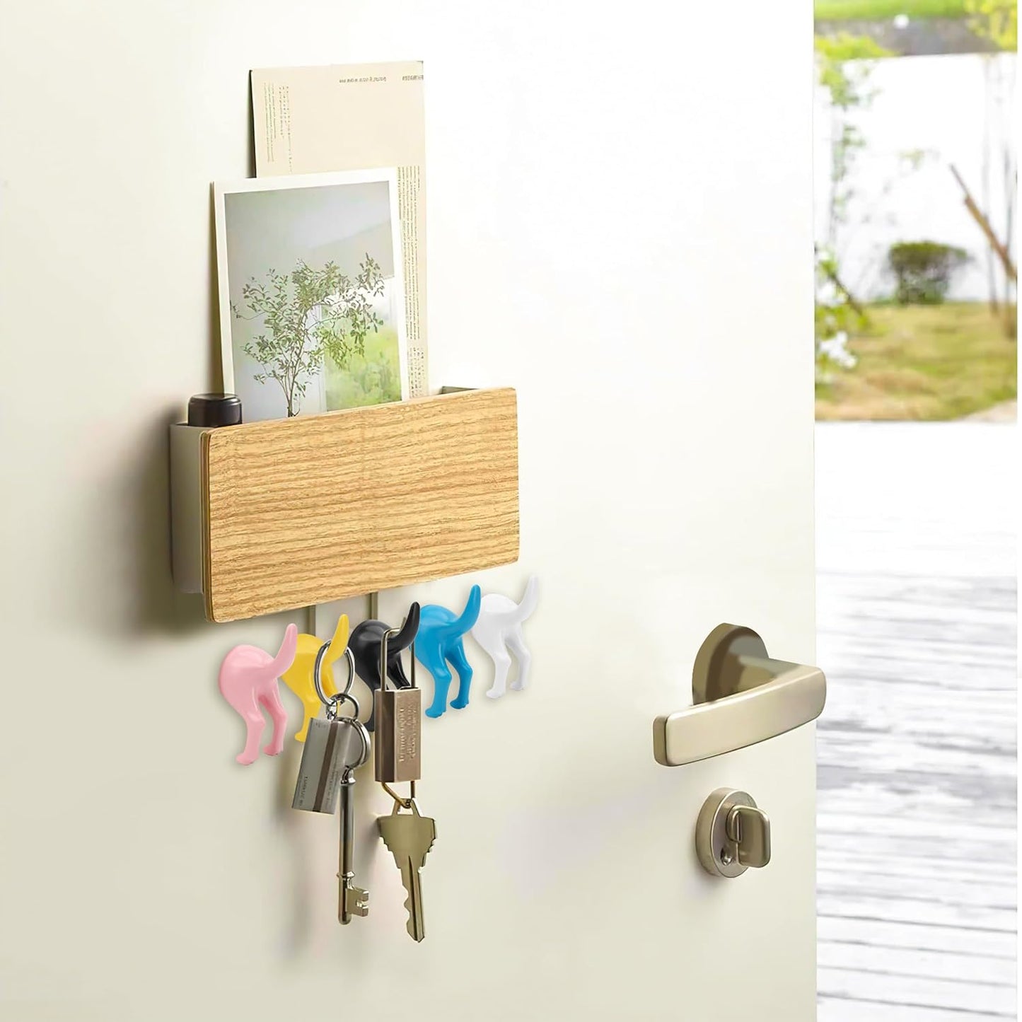 5 Pack Wall Coat Hooks, Cute Decorative Mounted Leash Holder Hangers, Dog Butt Wall Peg for Coat, Hat, Towel, Bag, Key, Plastic Bathroom Rustic Decor - Perfect for Dog Lovers Gifts