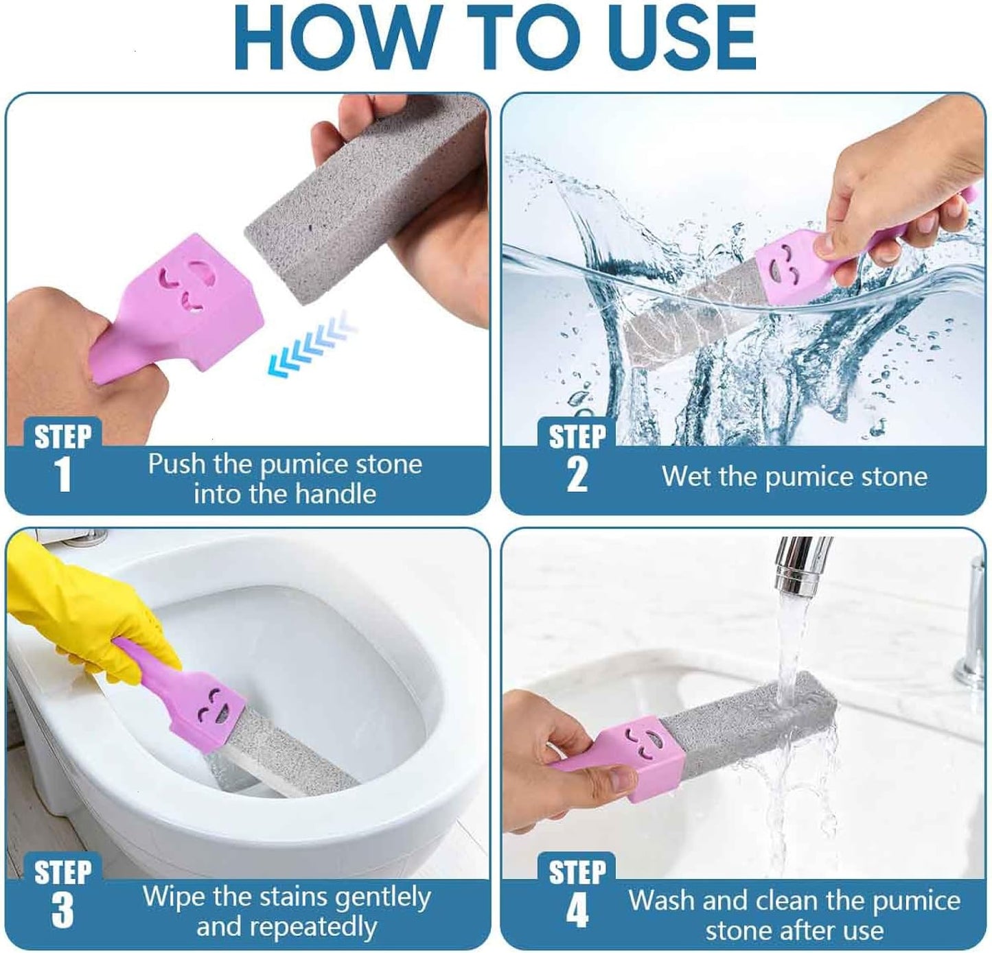9 Pack Cleaning Pumice Stone Toilet Bowl Stick Cleaner with Handle Hard Water Ring Calcium Buildup Stains Remover Powerfully for Cleaning Toilet Bathtubs Kitchen Sink Grill Pools