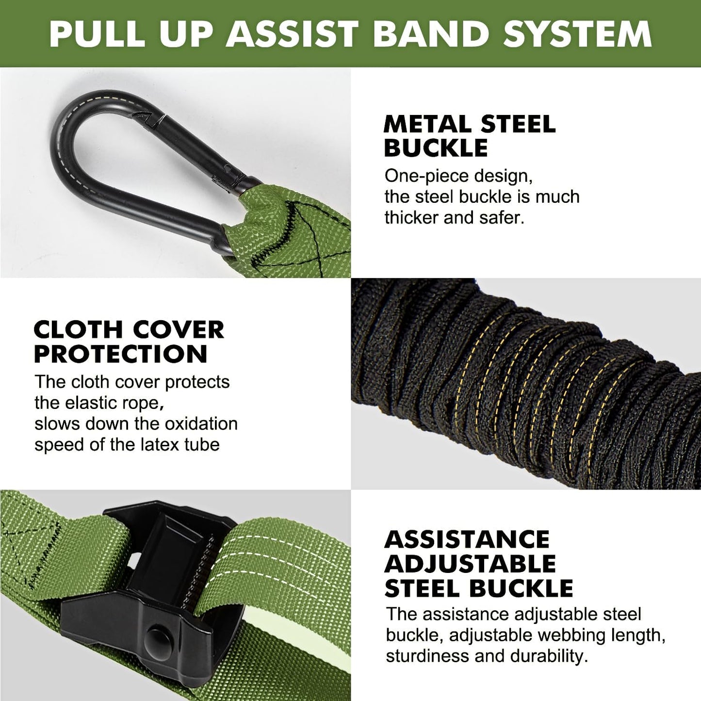 HPYGN Two Foots Pull Up Assistance Bands, Heavy Duty Resistance Band for Pull Up Bar, Adjustable Weight/Size with Fabric Feet/Knee Rest, Bands for Pull Up Assist for Strength Training, Pull Up