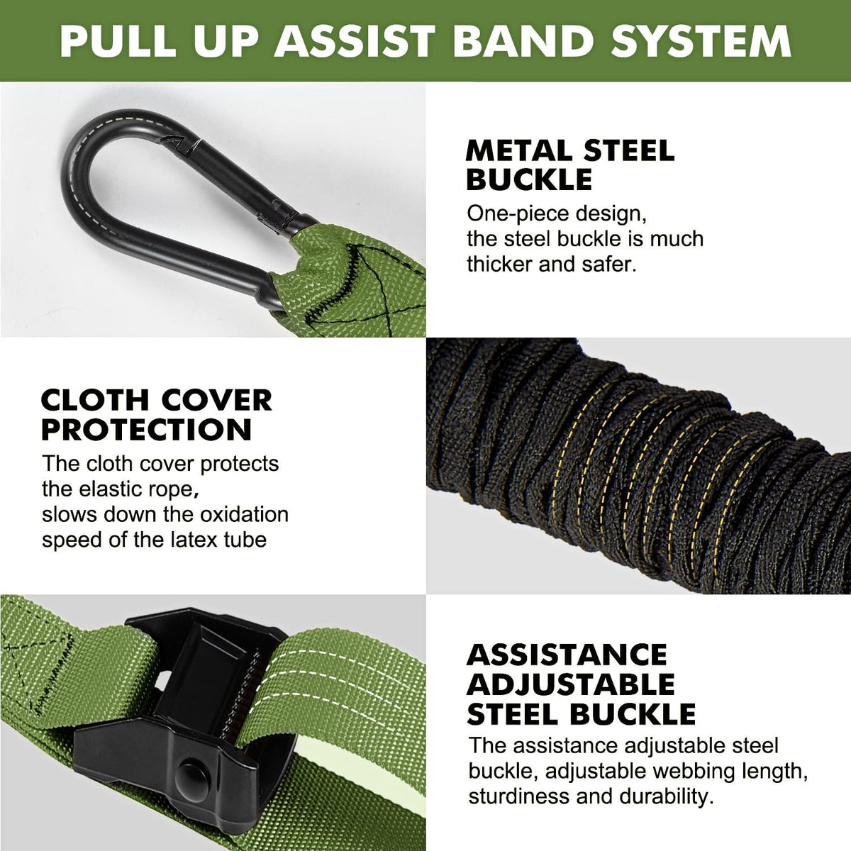 HPYGN Two Foots Pull Up Assistance Bands, Heavy Duty Resistance Band for Pull Up Bar, Adjustable Weight/Size with Fabric Feet/Knee Rest, Bands for Pull Up Assist for Strength Training, Pull Up