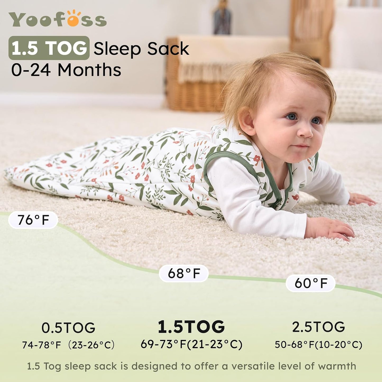Yoofoss Baby Sleep Sack 0-6 Months Wearable Blanket for Babies 100% Organic Cotton 2-Way Zipper TOG 0.5 Toddler Sleeping Sack 3 Pack, Sleep Sacks