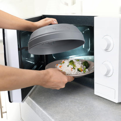 Microwave Food Splatter Cover Guard – Glass Silicone, Collapsible, BPA-Free | Microwave Safe, Vented Design for Even Heat & Moisture, Round Plates & Bowls 6–10 Inch, Stain & Odor Resistant