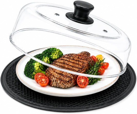 UFORU 10 Inch Glass Microwave Splatter Cover for Food with Steam Vent