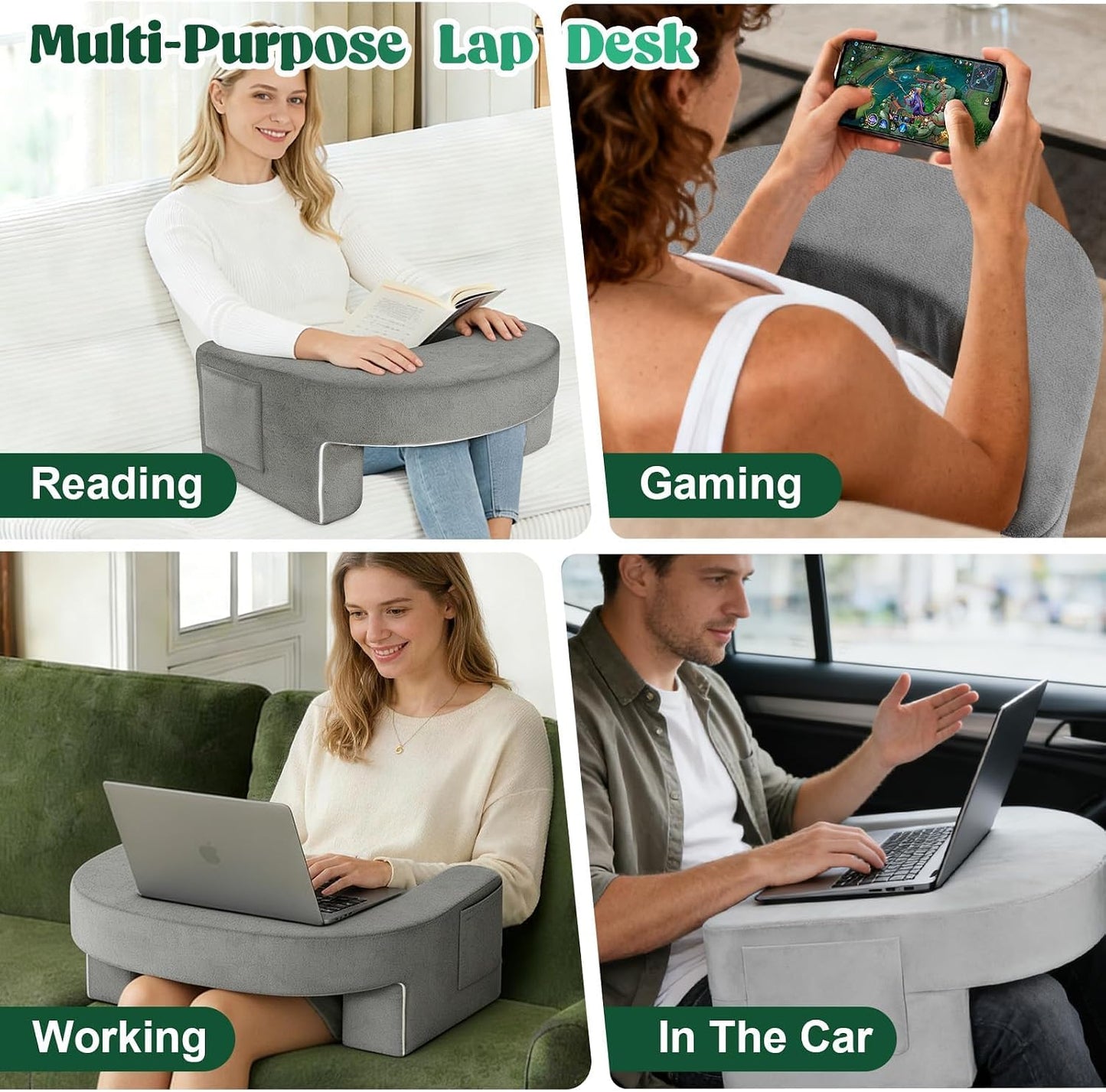 Reading Pillow Set for Adults with Back Neck Support and Armrest | 26D High-Density Foam for Bed Couch Reading Gaming Working, Reduce Neck & Back Fatigue, Breathable Fabric, Removable Cover