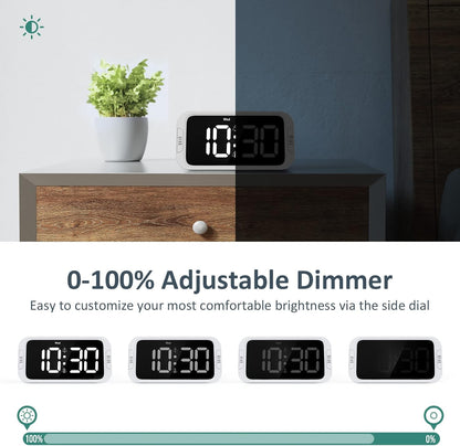 Odokee Digital Dual Alarm Clock for Bedroom with 0-100% Dimmable Display | Easy to Set Alarm Clock with Weekday/Weekend Mode - Loud Alarm for Heavy Sleepers with 5 Sounds Adjustable Volume - Blue