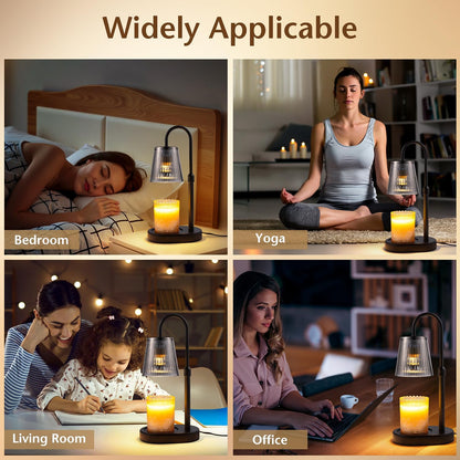 Candle Warmer Lamp Adjustable Timer - Electric Flower Glass Candles Light