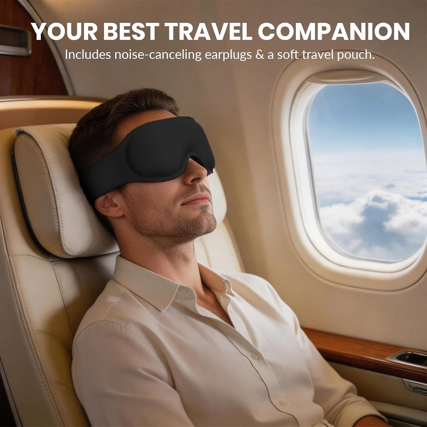 Maximum Blackout Sleep Mask for Deep Sleep, 3D Eye Mask with Spacious Eye Cups, Zero Eye Pressure, Long Eyelash & Lash Extension Friendly, Eye Cover for Travel/Shift Work/Daytime Sleep, Black