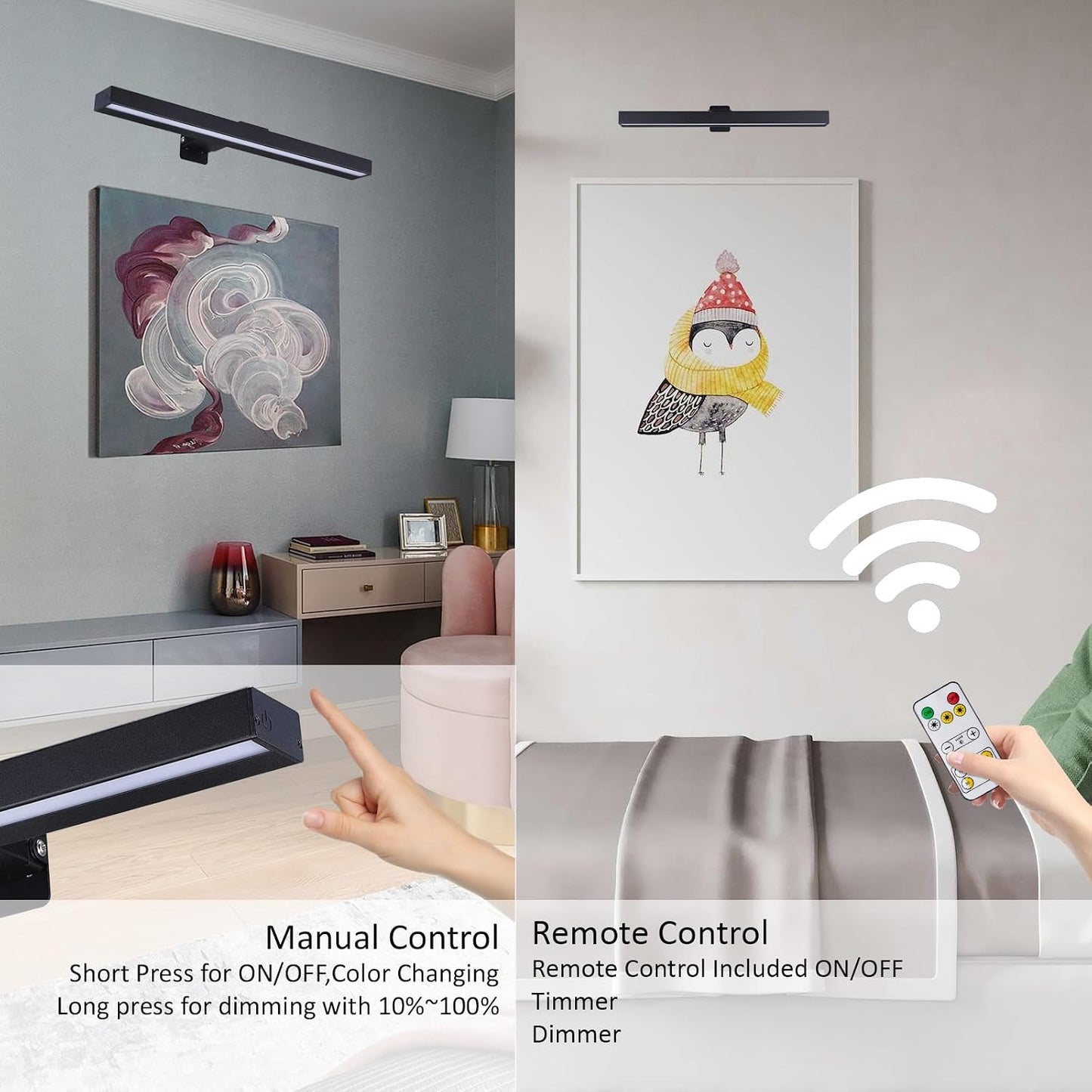MIOBLUE Rechargeable Picture Lights with Remote,Full Metal Painting Light Display LED Battery Lamp with 3 Lighting Modes, Dimmable Dartboard Light with Timer for Frame Portrait Art