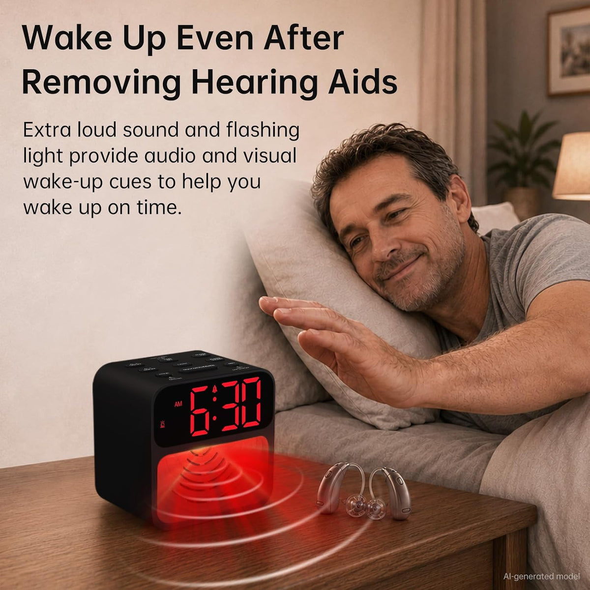 AuroraCalm Extra Loud Alarm Clock for Heavy Sleepers with 115dB Alarm