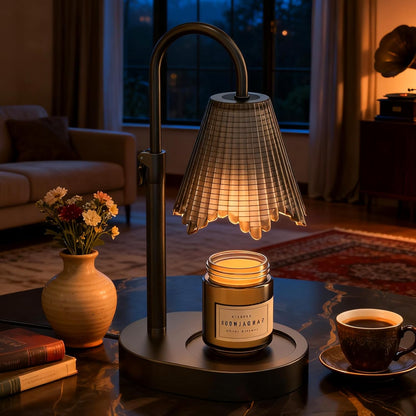 Flower Candle Warmer Lamp,Adjustable Timer & Dimmer(Black2) | Adjustable height fits jars. Timer & dimmer safe melt. 2 bulbs & heat-proof base. Perfect for bedroom, office, or gifting.