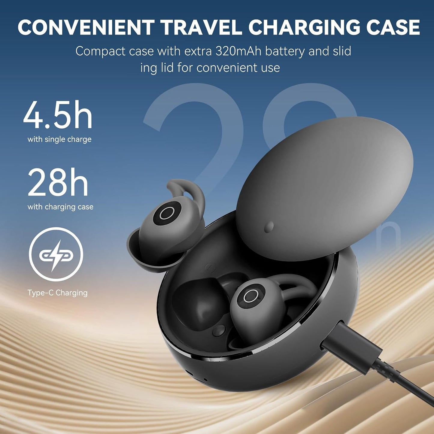 Sleepals micro Sleep Earbuds for Side Sleepers | Sleep Headphones with Soft and Snug Fit | Moderate Noise Reduction (not ANC) | Small and Light, 4H Single Play, 28H with Charging Case (Orange)