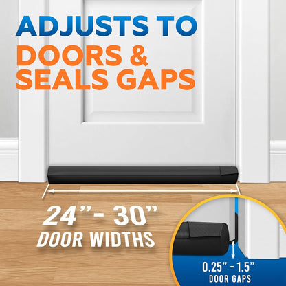 Comfyanno Under Door Draft Stopper - Bottom Door Gap Filler & Seal - Fits 30” to 36” Door, Double Side Block Noise, Sound, Air, Bugs, Dust, Easy to Install, No Adhesive, Black