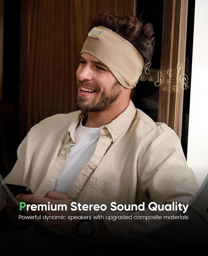 Perytong Sleep Headphones Bluetooth 5.4 Headband, Wireless Sleep Headphones for Side Sleepers - Sleeping Headband with Ultra-Thin Speaker Microphone Handsfree Gift Ideas for Women Men