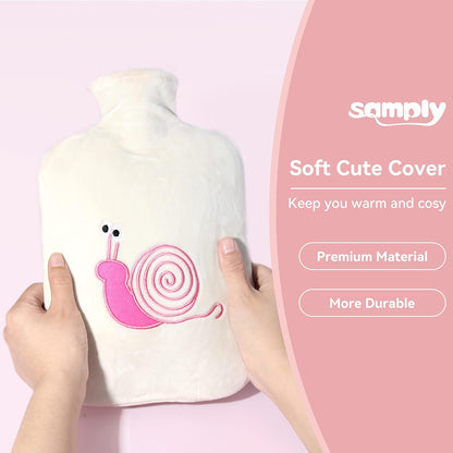 samply 2L Hot Water Bottle with Knitted Cover, Hot Water Bag, Purple