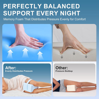 UJPFEO Knee Pillow for Side Sleepers, Leg Pillow for Sciatica, Back, HIPS, Knees, Joints Pain Relief,Pillows for Between Legs While Sleeping Spine Alignment Support & Relieves Pressure,Cooling White