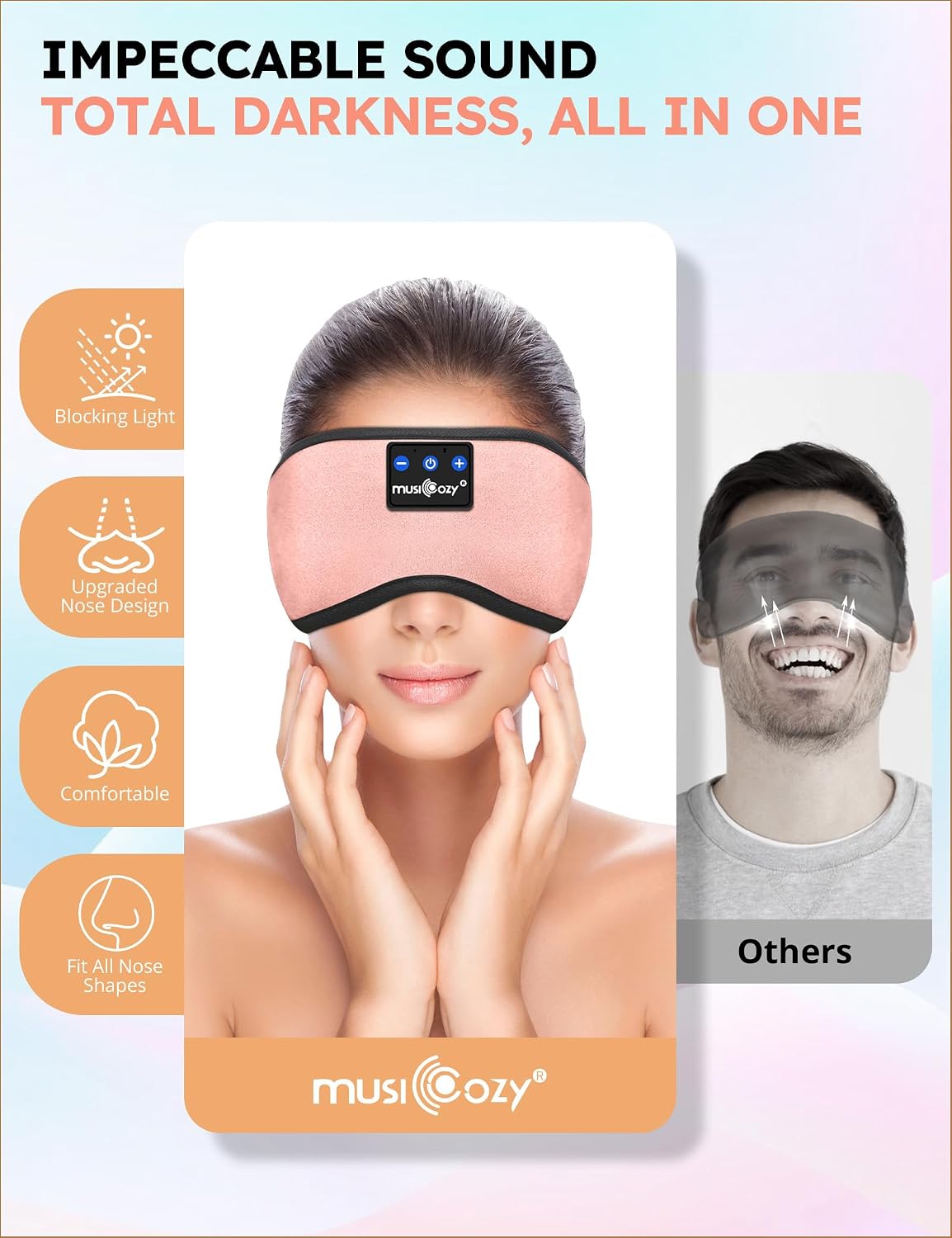 MUSICOZY Sleep Headphones Bluetooth 5.4 Sleep Mask with HD Sound