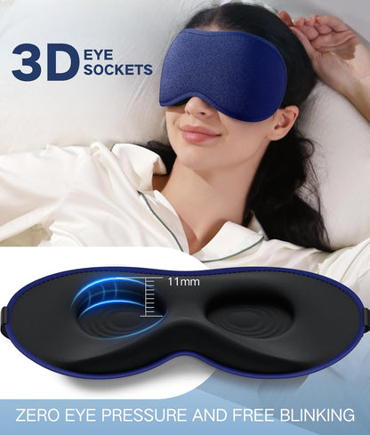 Vynix® Sleep Mask for Men Women-Eye Masks for Side Sleepers, 3D Contoured Night Blindfold 100% Blockout Pressure-Free, Soft Lightweight Breathable Eye Cover Shade Sleeping for Airplane, Travel, Black