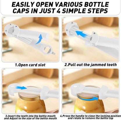 Jar Opener Bottle Opener for Seniors with Arthritis, Multi Retractable Magnetic Can Opener, Jar Grippers for Opening Jars, Kitchen Gadgets for Weak Hands and Senior Arthritis (Black)