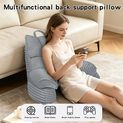 Reading Pillow for Bed with Arms, Back Support, Memory Foam（Grey Black）