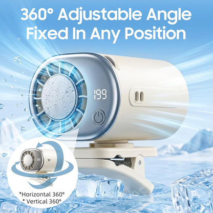 Car Clip on Air Conditioner Fan with Display,Portable Mini Cooling System for Auto Vehicle,Hands-Free Clip on Air Conditioner Fan,360° Rotation Portable Mini Fan with 199 Speeds Cars,Work,Out-Purple