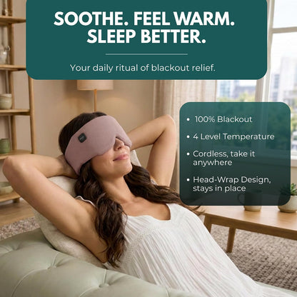 Heated Eye Mask – Cordless Electric Warm Eye Compress for Dry Eyes, Stye & Eye Strain Relief – 4 Heat Settings, Rechargeable, Light-Blocking, Blackout, Washable Cover (Ocean Stone)
