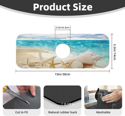 Abstract Flower Blooming Floral Watercolor Kitchen Sink Splash Guard Faucet Mat Super Absorbent Fast Drying Mat Sink Gadgets-Fast Drying Pad Sink Mat For Kitchen Bathroom (15" X 5.5" )