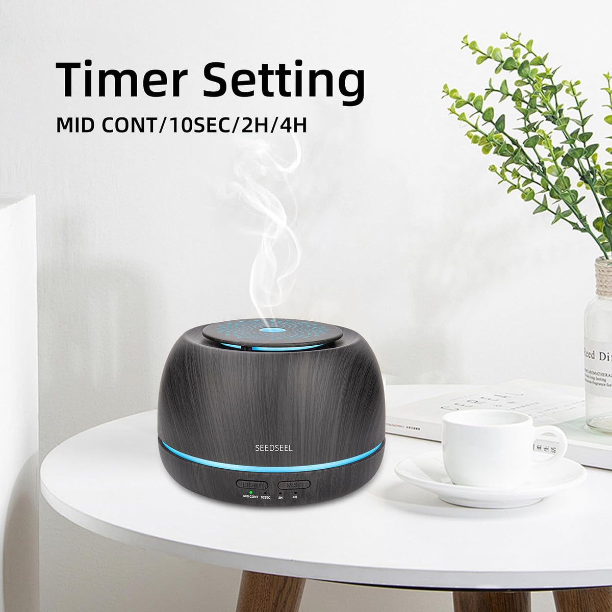 SEEDSEEL 300ML Essential Oil Diffuser,Ultrasonic Aromatherapy Diffuser, 7-Color Gradient Lights, Remote Control, 8 Hours Run Time, Suitable for Home,Office