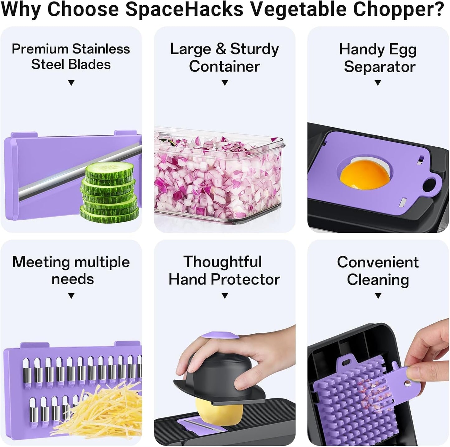12-in-1 Vegetable Chopper with 7 Blades, Food Veggie Cutter, Green | Includes Egg Separator, Food Container and Finger Guard, Non-slip Base, for Chopping, Slicing, Shredding, and Mincing