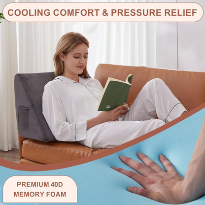 Bedluxe Knee Pillow for Back Sleeping, Leg Pillow Knee Wedge Pillow, Memory Foam Wedge Pillows for Legs Post Surgery, Triangle Pillow for Knee Support, Leg Elevation, Knees Hip Back Pain Relief, White