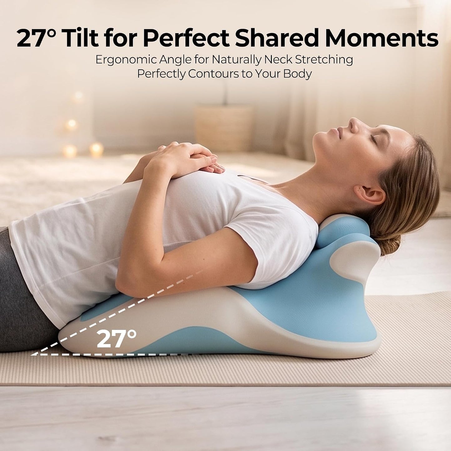 HAMYODO 27° Angled Wedge Pillow, Support for Neck Back Waist | Multi-Position Headboard, Bed Rest Pillows for Prone Sleeping ,Backrest Chaise Lounges Stomach Support in Bed, Couch or Floor