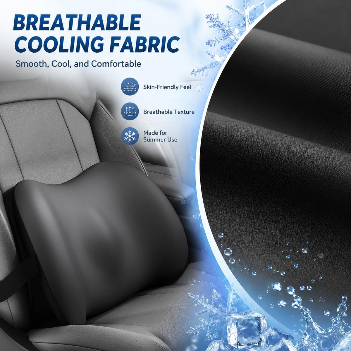 BYMECOST Lumbar Support Pillow for Car, Memory Foam Car Back Cushion