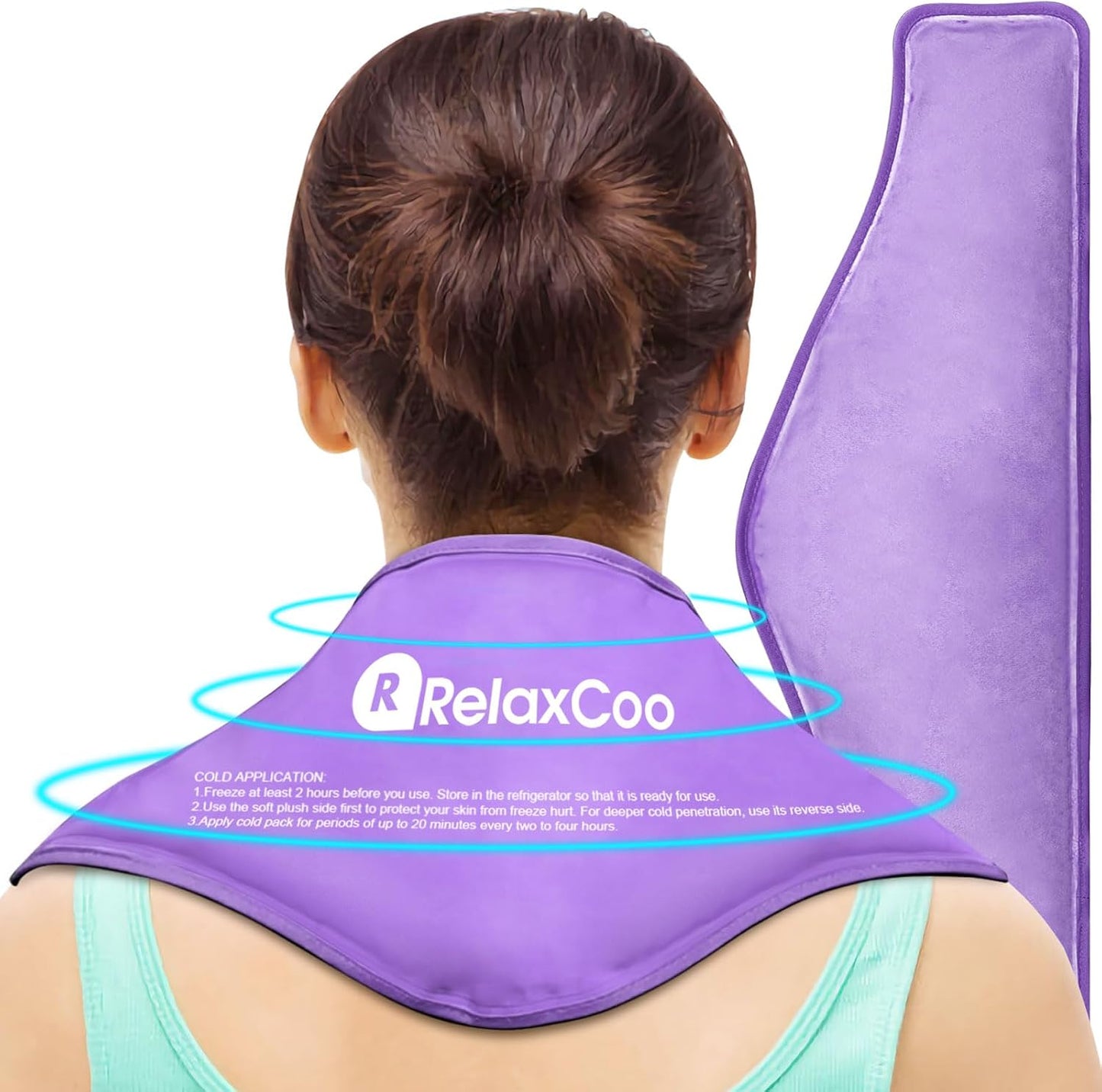 RelaxCoo Neck Ice Pack Wrap, Reusable Gel Ice Pack for Neck Shoulders, Cold Compress Therapy for Pain Relief, Injuries, Swelling, Bruises, Sprains, Inflammation and Cervical Surgery Recovery