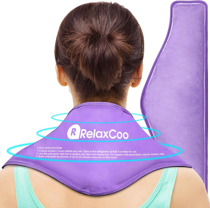 RelaxCoo Neck Ice Pack Wrap, Reusable Gel Ice Pack for Neck Shoulders, Cold Compress Therapy for Pain Relief, Injuries, Swelling, Bruises, Sprains, Inflammation and Cervical Surgery Recovery